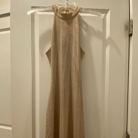 Sienna Sky Sparkle Brown Halter Neck Sleeveless Dress Size Small - Picture 4 of 6